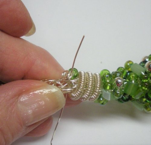 Judy Larson's Coiled, Beaded Slide - Optional Finishing For Both Methods in Order to Permanently Hold It In Place:, Contemporary Wire Jewelry, Coiling, Coiling Wire, Wire Coiling, Cut two 4 pieces of 24 gauge wire.